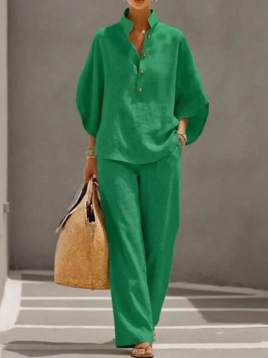 Maribel™ | Two-Piece Set with Batwing Sleeves and Wide Pants
