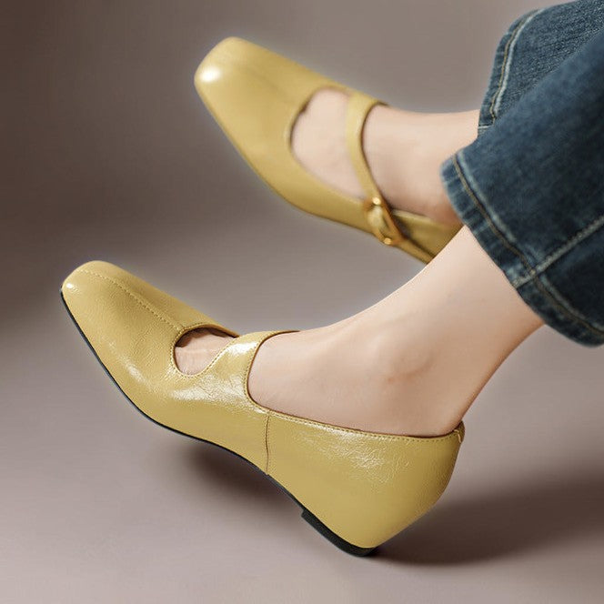 Viora | Genuine Mary Jane Heels with Buckle Strap