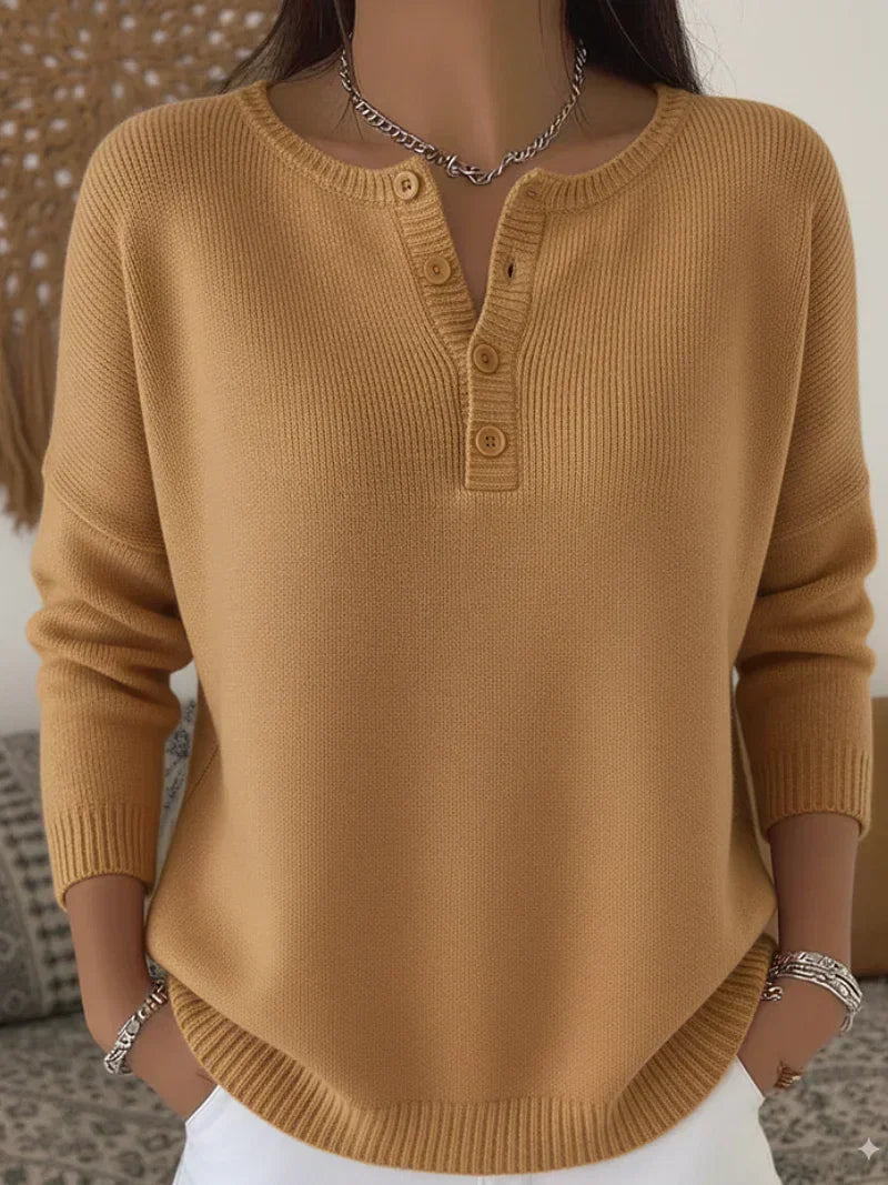 Helena™ | Henley Button-Up Knit Sweater