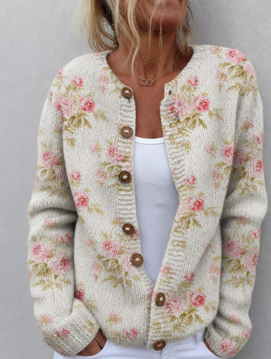 Kerensa™ | Vintage Floral Knit Cardigan