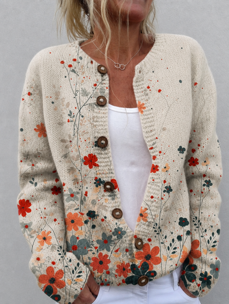 Sabrina™ | Vintage Floral Knit Cardigan