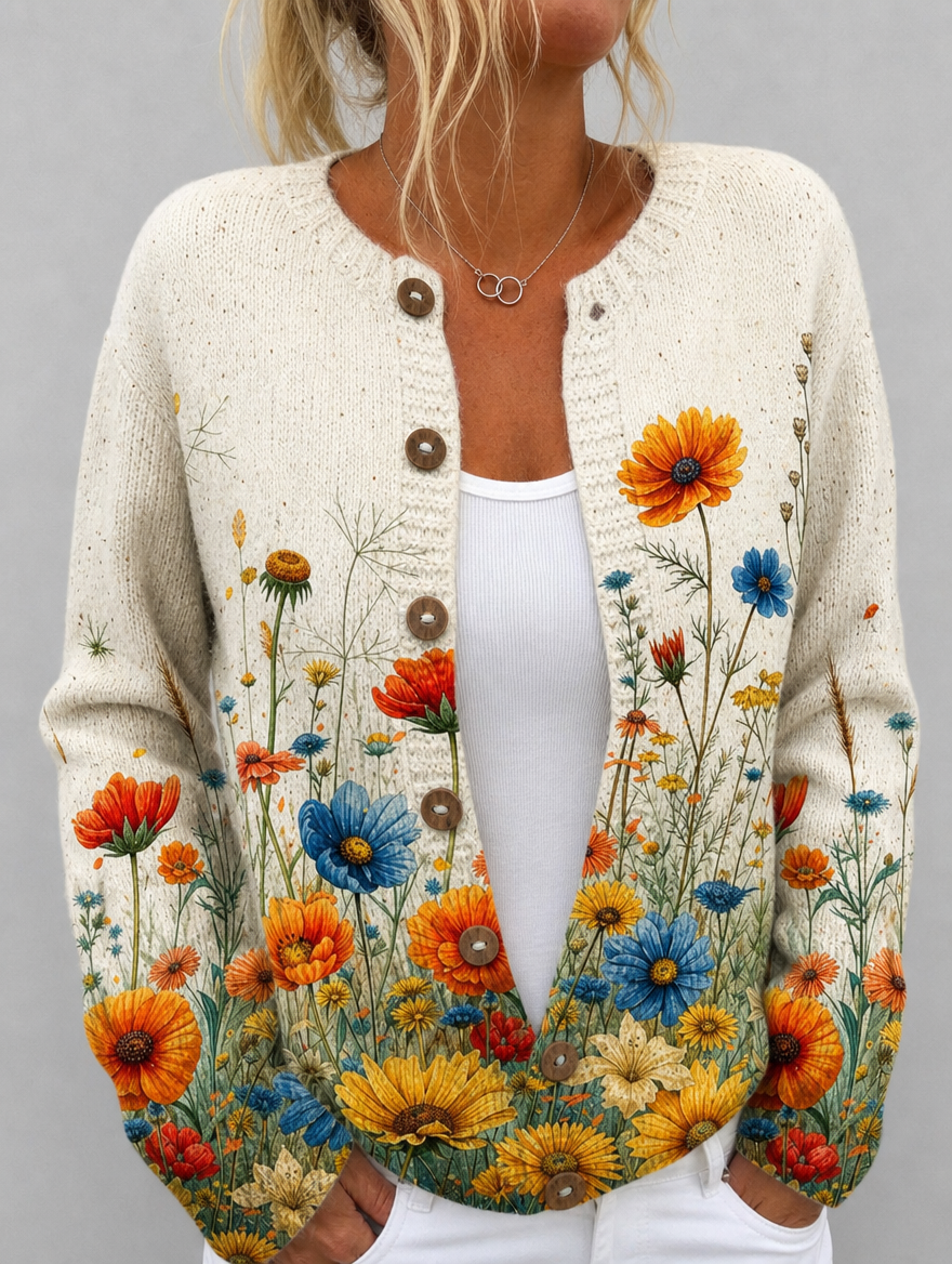 Tansy™ | Vintage Floral Print Cardigan Sweater