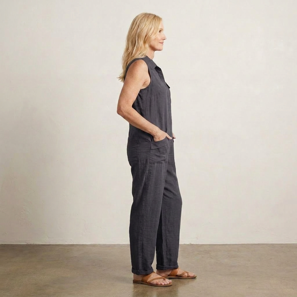 RYKER | Sleeveless Cargo Jumpsuit with Collar and Flap Pockets