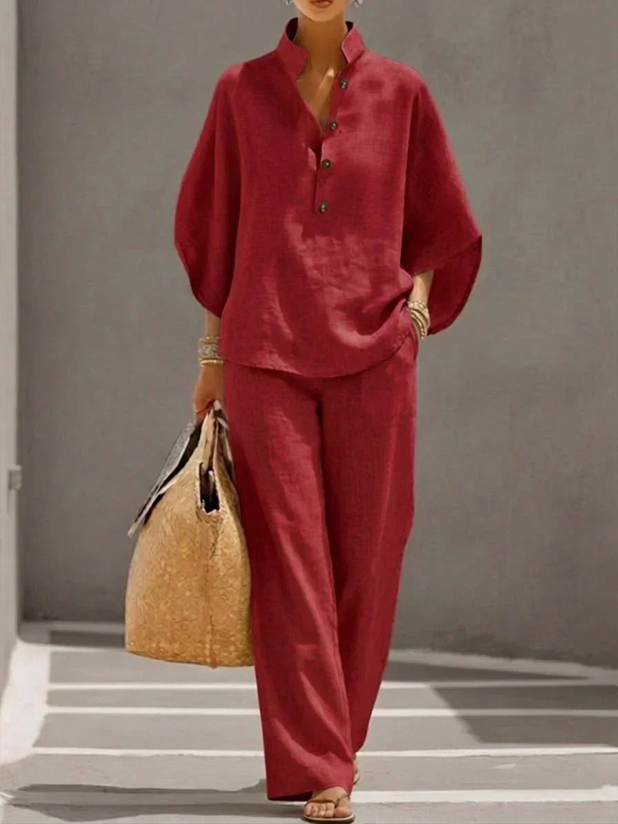 Maribel™ | Two-Piece Set with Batwing Sleeves and Wide Pants