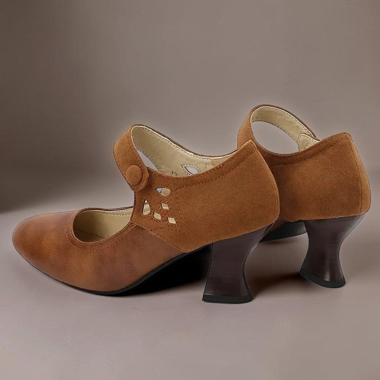 Guinevere | Victorian Button Strap Heels