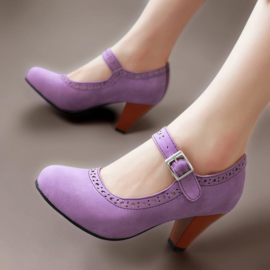 Genevieve | Colourful Mary Jane Heels with Adjustable Strap